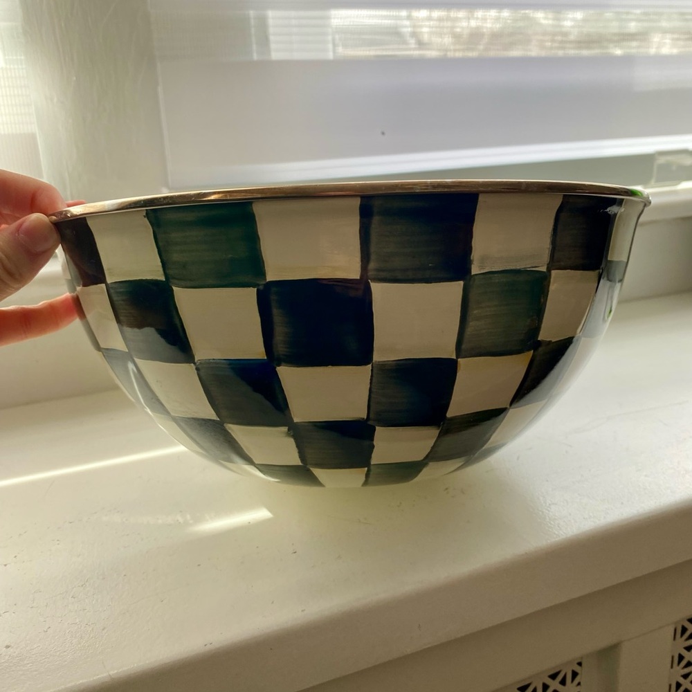 MacKenzie-Childs Large Courtly Check Bowl Enamel Ware, Used condition